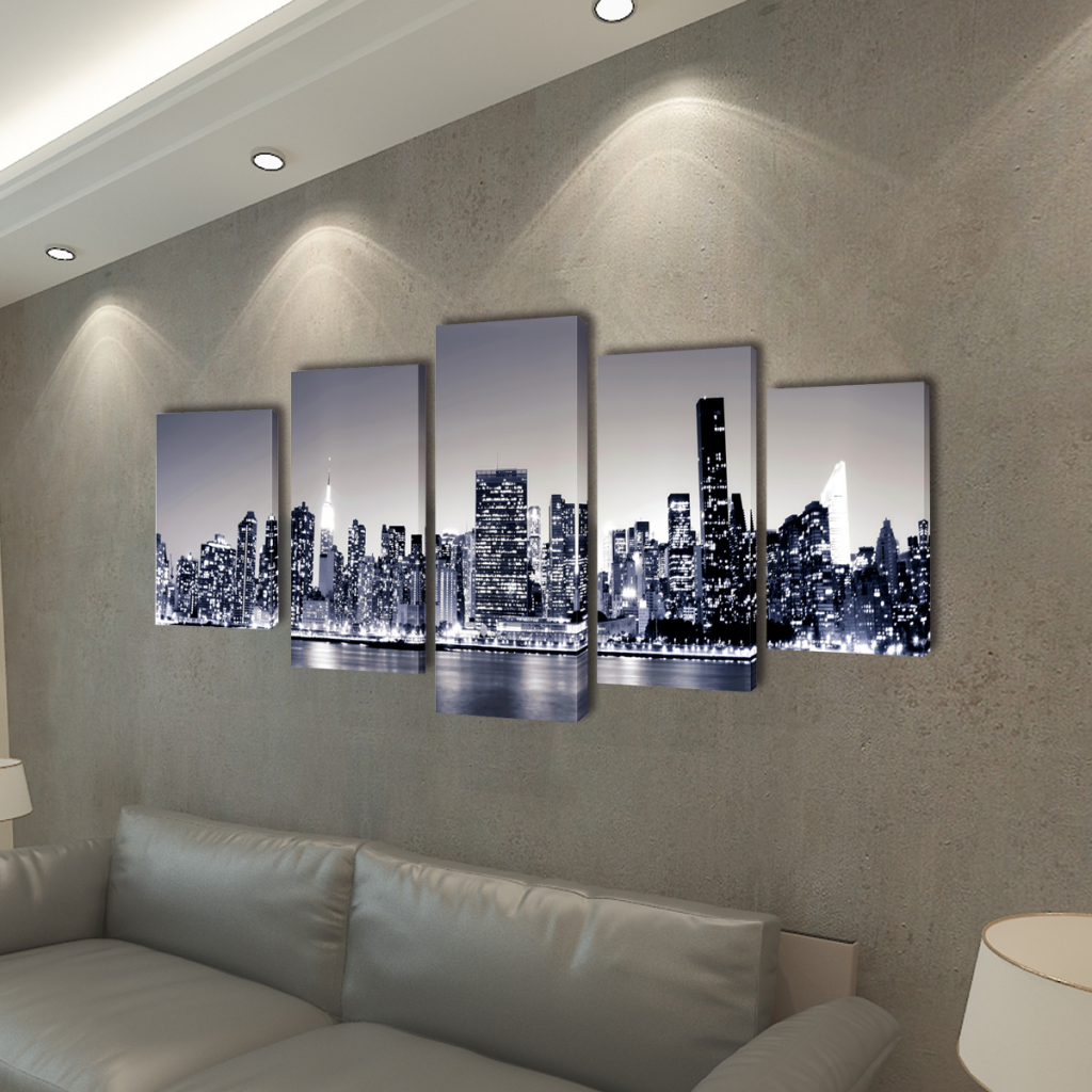 Cb18062 39 X 20 In. Canvas Wall Print Set Monochrome New York Skyline