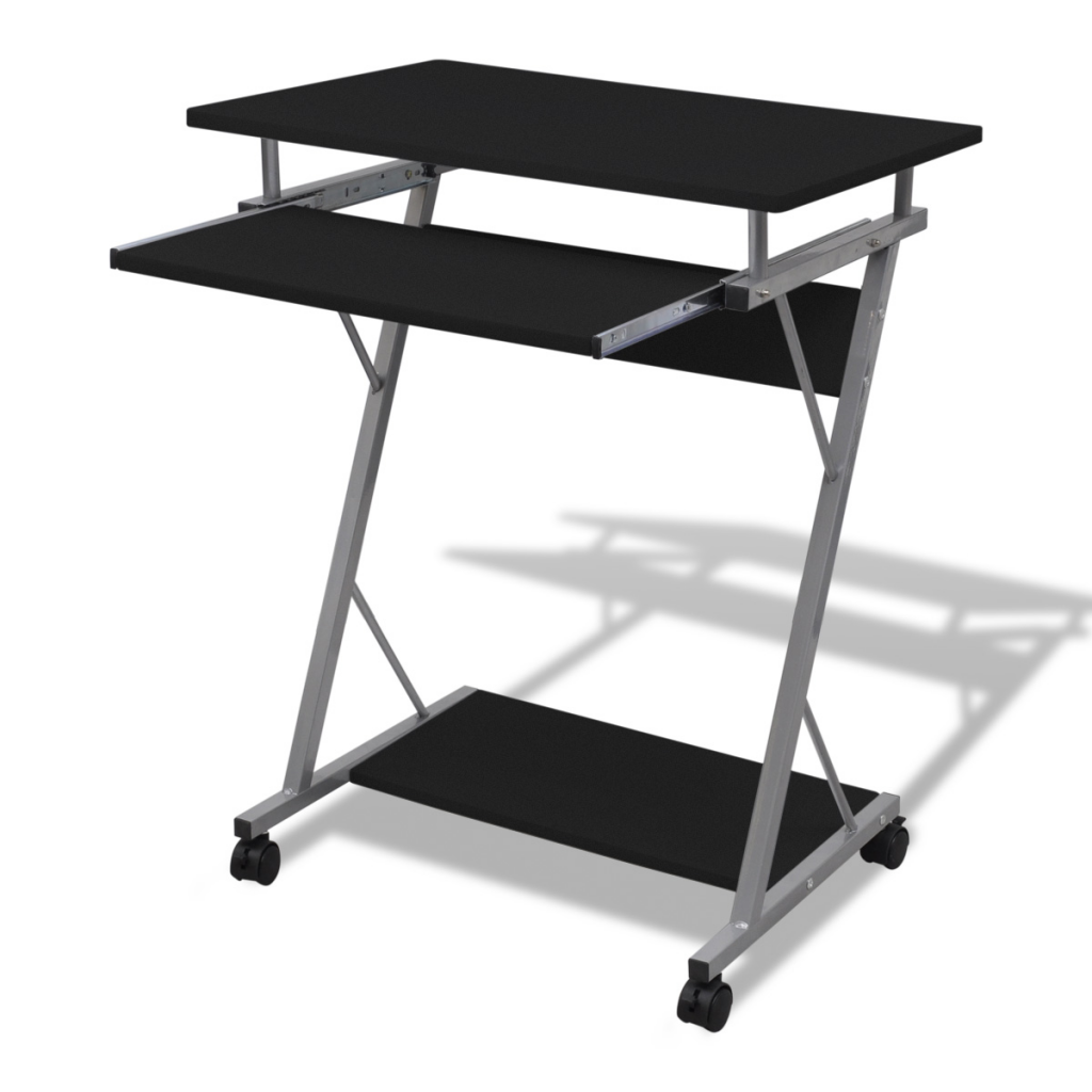 Online Gym Shop Cb17714 Computer Desk Pull Out Tray Furniture Office Student Table, Black