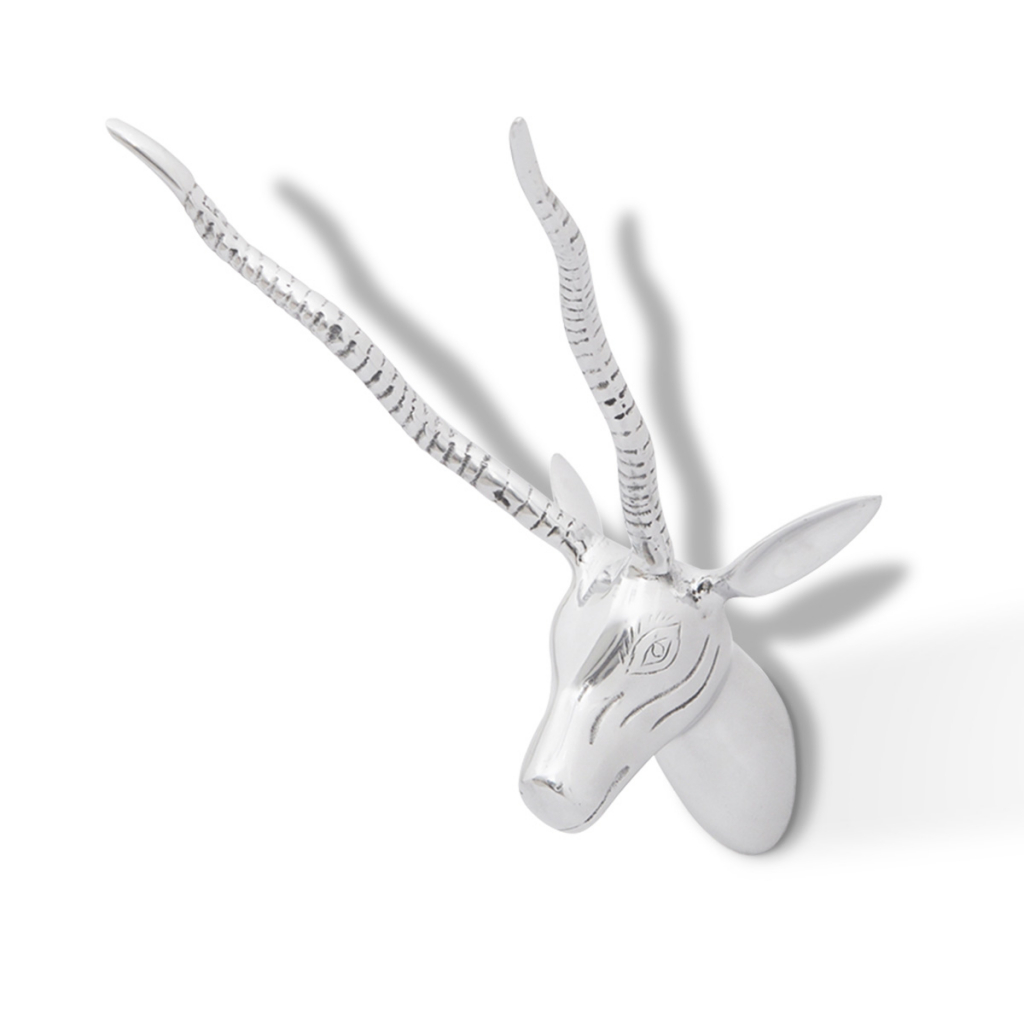 Cb19498 Wall Mounted Aluminum Deers Head Decoration, Silver - 13 In.
