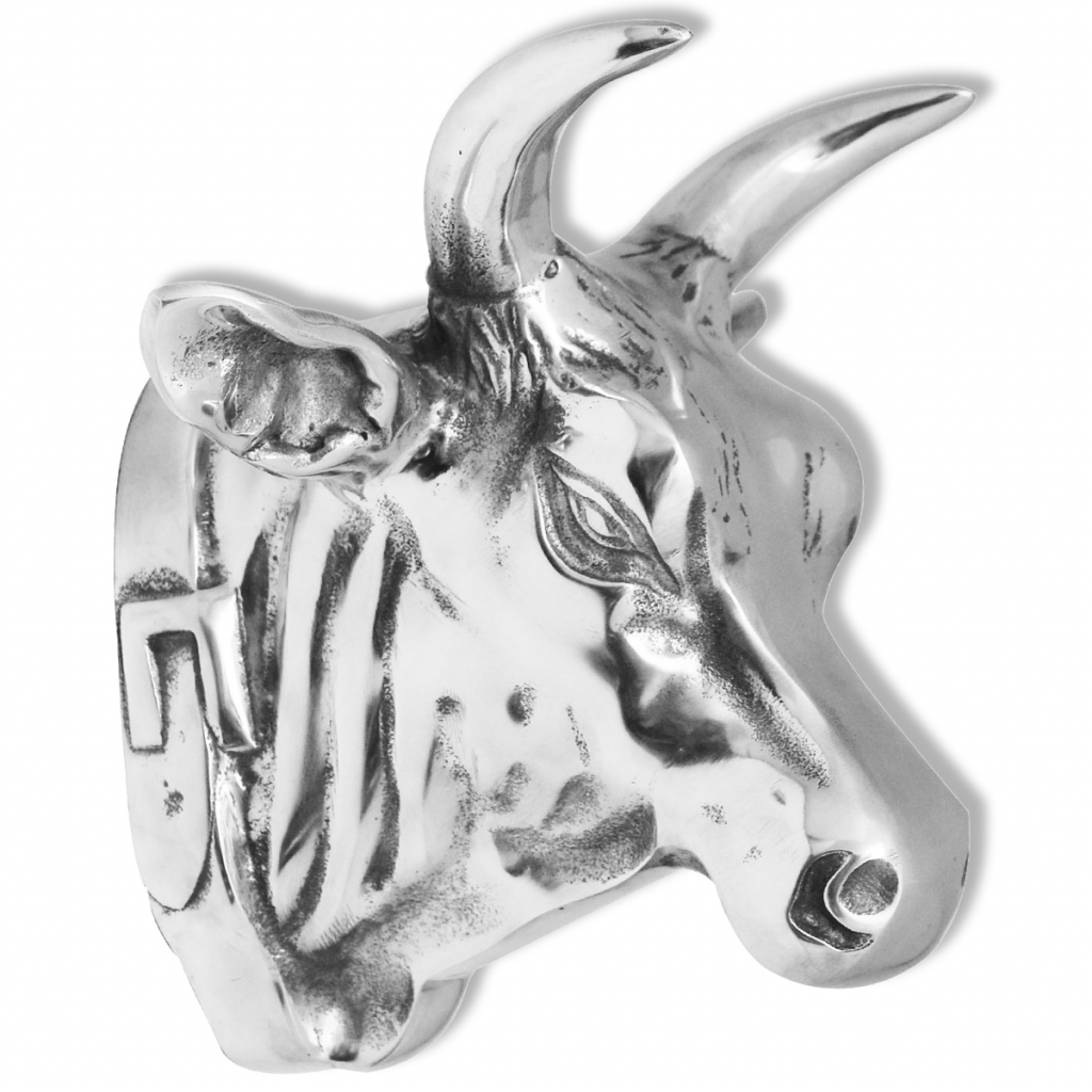 Cb19650 10.2 In. Cow Head Decoration Wall-mounted Aluminum, Silver