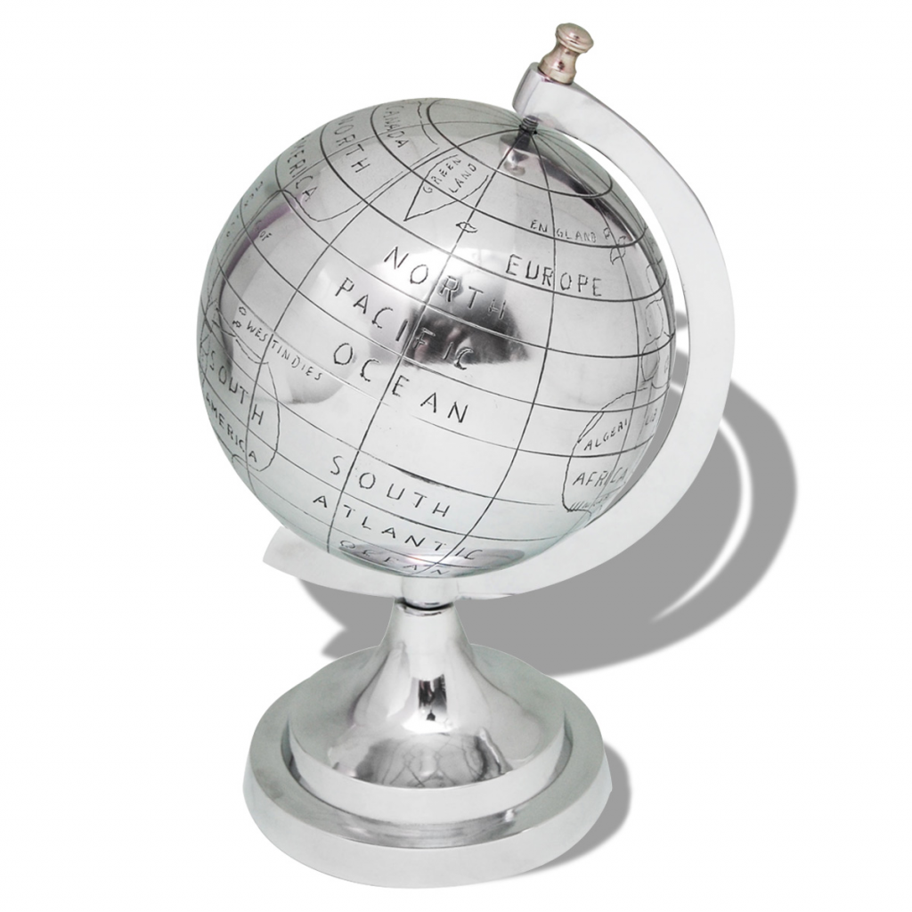 Cb19665 13.8 In. Globe With Stand Aluminum, Silver