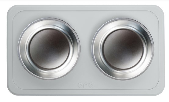 Pkgxg002 7 In. Double Great Pet Feeder Bowl - Cool Gray