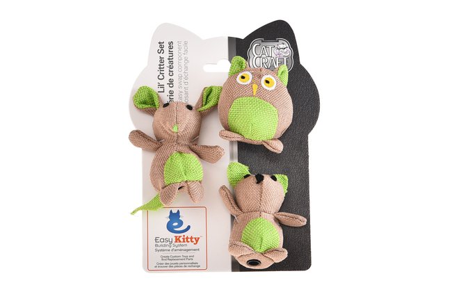 9035003 Ek Qc Lil Criitter Set - Small Mouse, Squirrel & Owl Toys, Multi Color - 9 Total