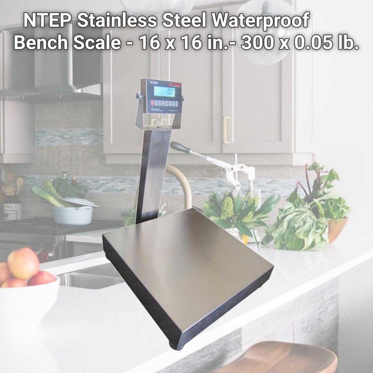 Picture of Optima Scales OP-915SS-1616-300 NTEP Stainless Steel Waterproof Bench Scale - 16 x 16 in.- 300 x 0.05 lb.