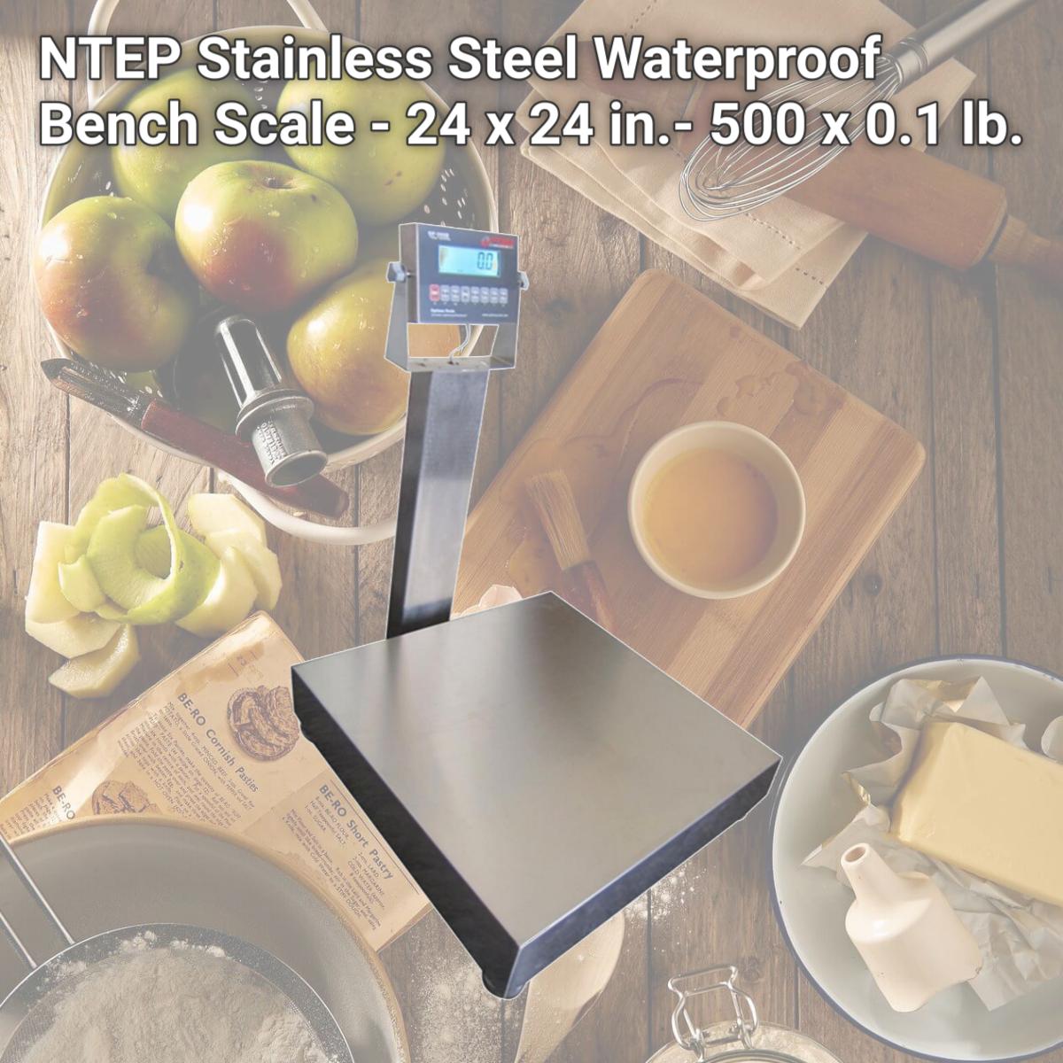 Picture of Optima Scales OP-915SS-2424-500 NTEP Stainless Steel Waterproof Bench Scale - 24 x 24 in.- 500 x 0.1 lb.