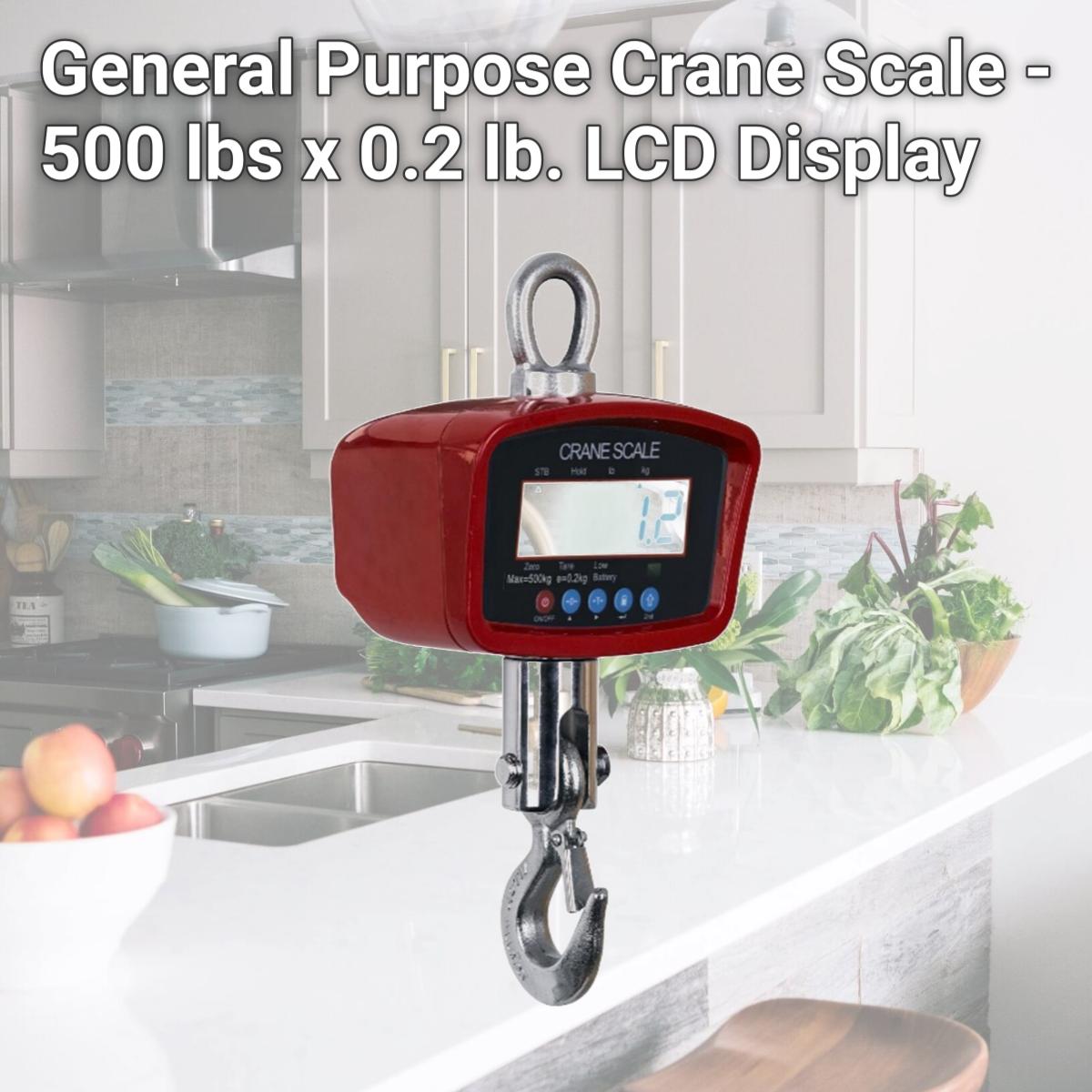 Picture of Optima Scales OP-924B-500 General Purpose Crane Scale - 500 lbs x 0.2 lb. LCD Display