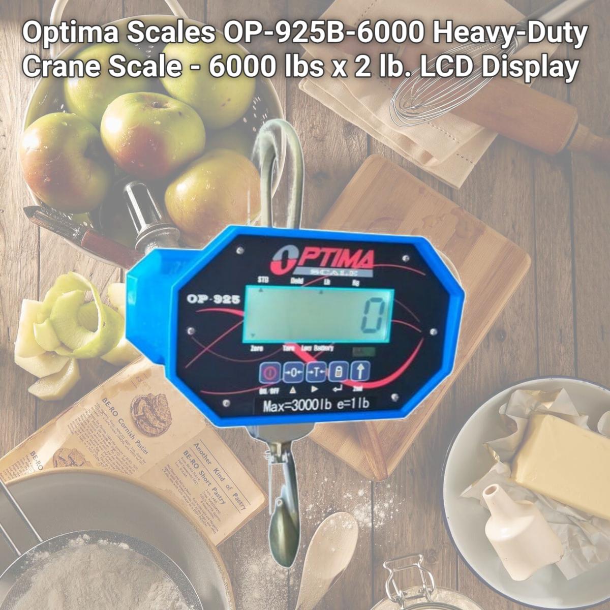 Picture of Optima Scales OP-925B-6000 Heavy-Duty Crane Scale - 6000 lbs x 2 lb. LCD Display