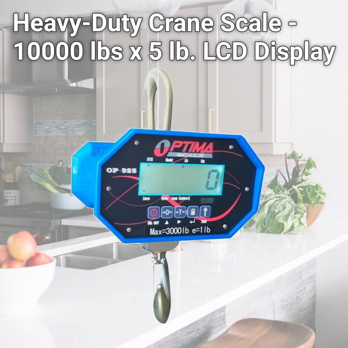 Picture of Optima Scales OP-925B-10000 Heavy-Duty Crane Scale - 10000 lbs x 5 lb. LCD Display