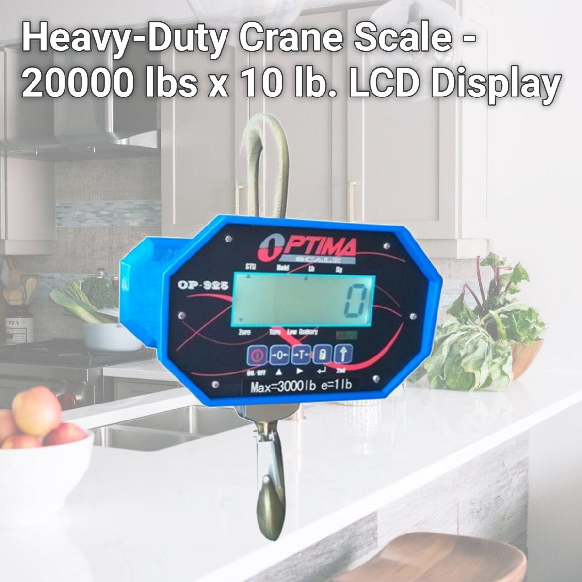 Picture of Optima Scales OP-925B-20000 Heavy-Duty Crane Scale - 20000 lbs x 5 lb. LCD Display