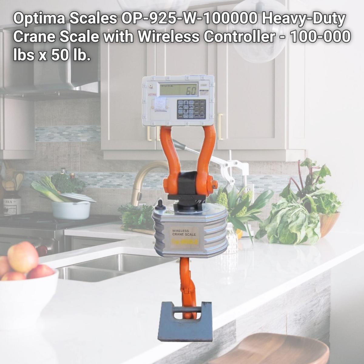Picture of Optima Scales OP-925-W-100000 Heavy-Duty Crane Scale with Wireless Controller - 100-000 lbs x 50 lb.