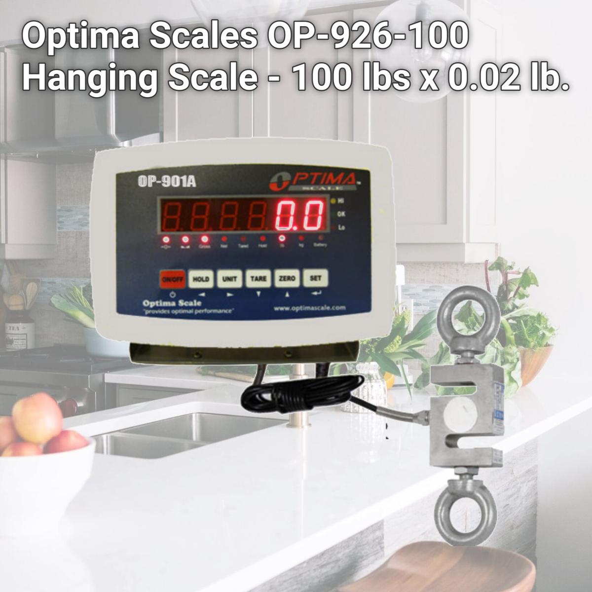 Picture of Optima Scales OP-926-100 Hanging Scale - 100 lbs x 0.02 lb.