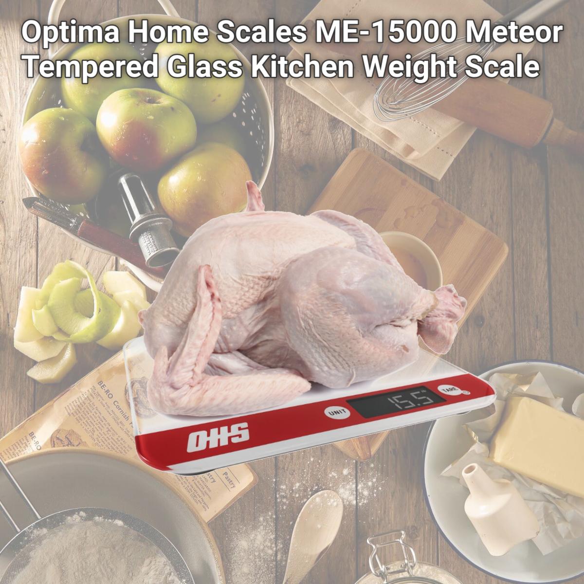 Picture of Optima Home Scales ME-15000 Meteor Tempered Glass Kitchen Weight Scale