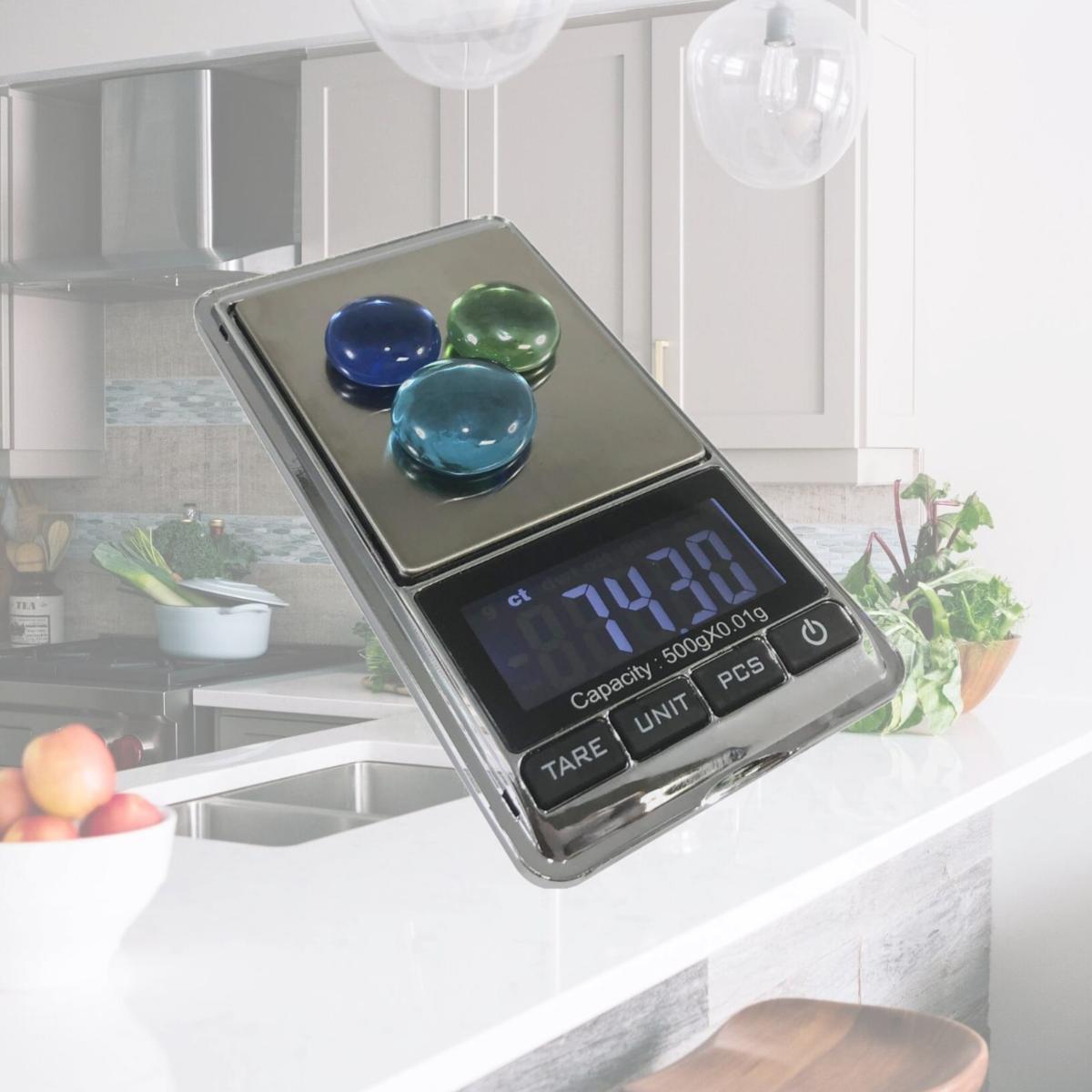 Picture of Optima Home Scales ST-102 Sterling Pocket Scale with Lid Weighing Tray, Silver - 100 x 0.01 g