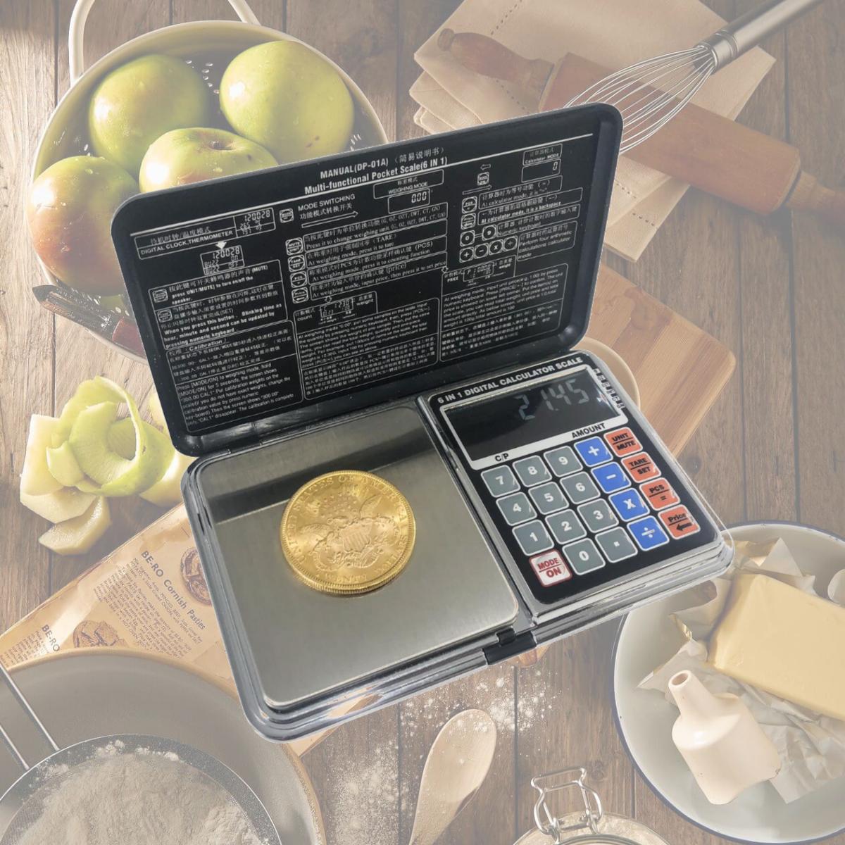 Picture of Optima Home Scales AT-2001 Atom Pocket Weight Scale with Calculator Function, Black & Silver - 2000 x 0.01 g