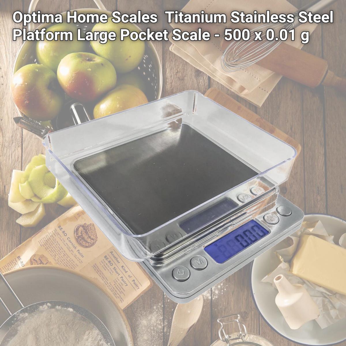 Picture of Optima Home Scales TI-502 Titanium Stainless Steel Platform Large Pocket Scale - 500 x 0.01 g