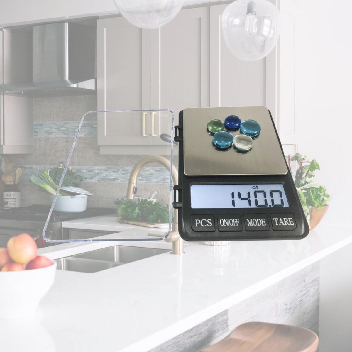 Picture of Optima Home Scales NI-602 Nitro Pocket Weight Scale with Large Display & Tray, Black & Silver - 600 x 0.01 g