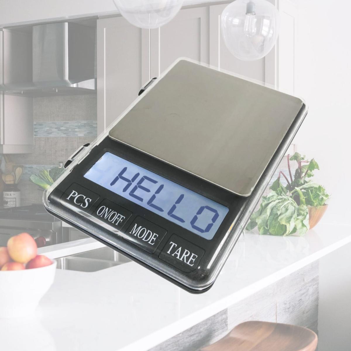 Picture of Optima Home Scales NI-3001 Nitro Pocket Weight Scale with Large Display & Tray, Black & Silver - 3000 x 0.01 g
