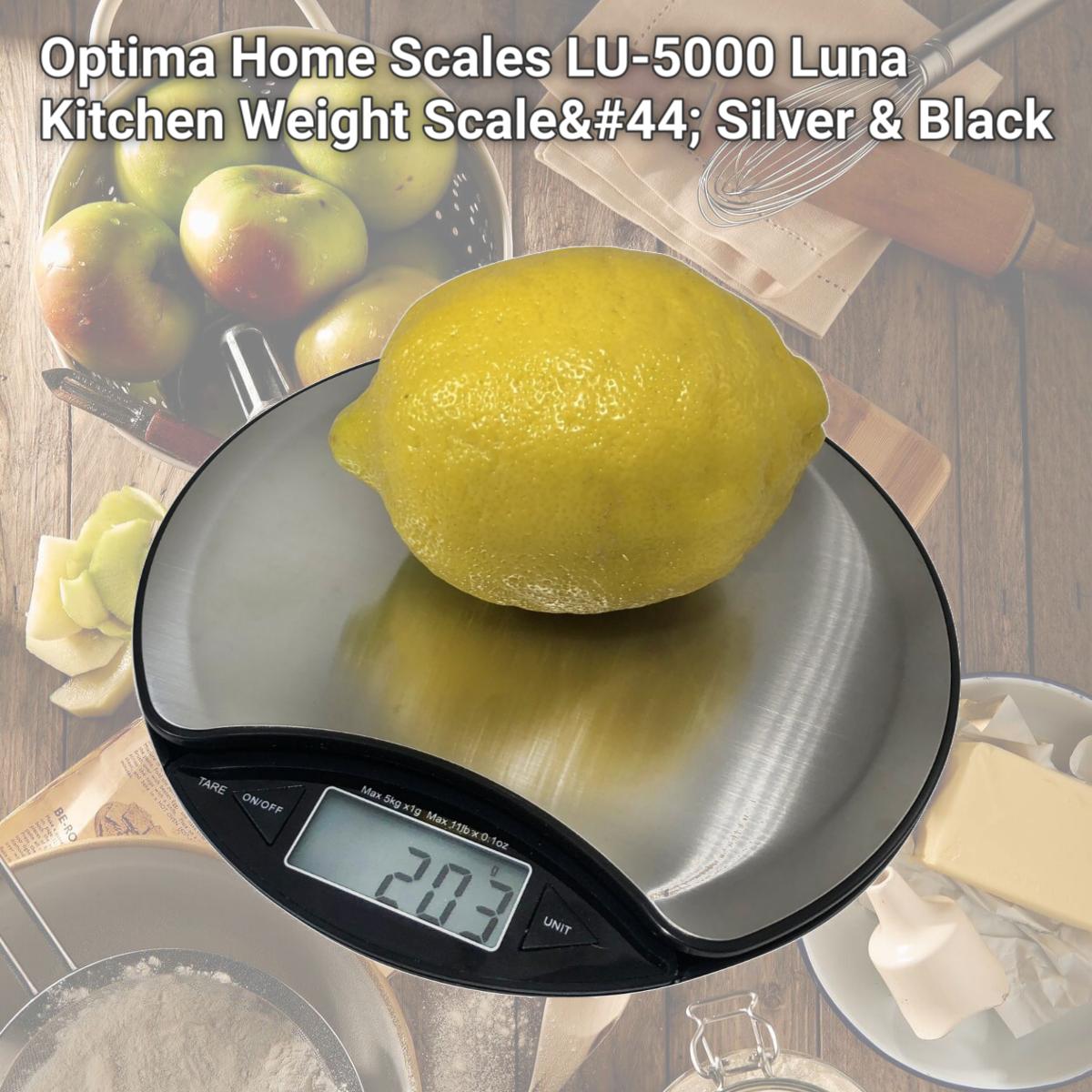 Picture of Optima Home Scales LU-5000 Luna Kitchen Weight Scale, Silver & Black