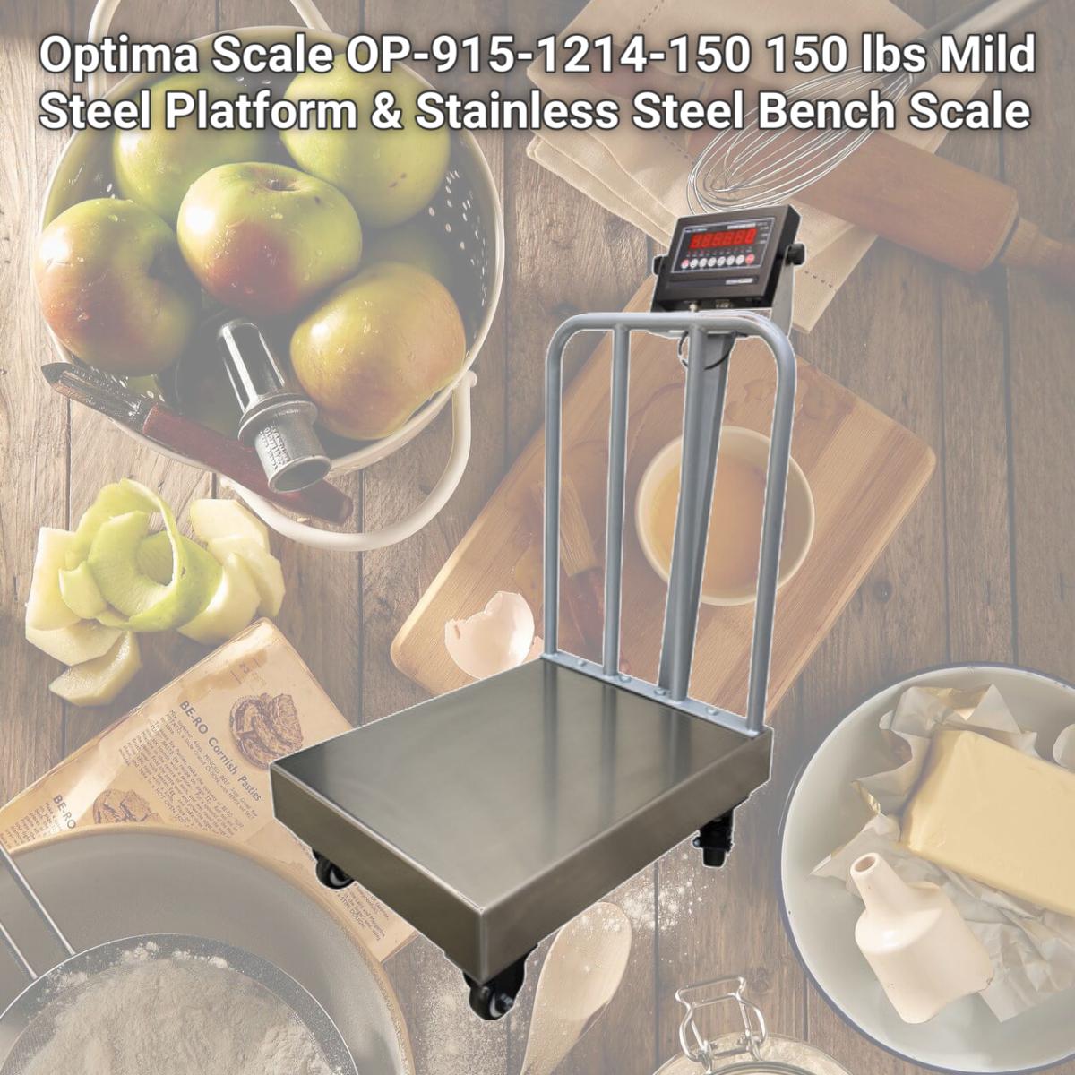 Picture of Optima Scale OP-915-1214-150 150 lbs Mild Steel Platform & Stainless Steel Bench Scale