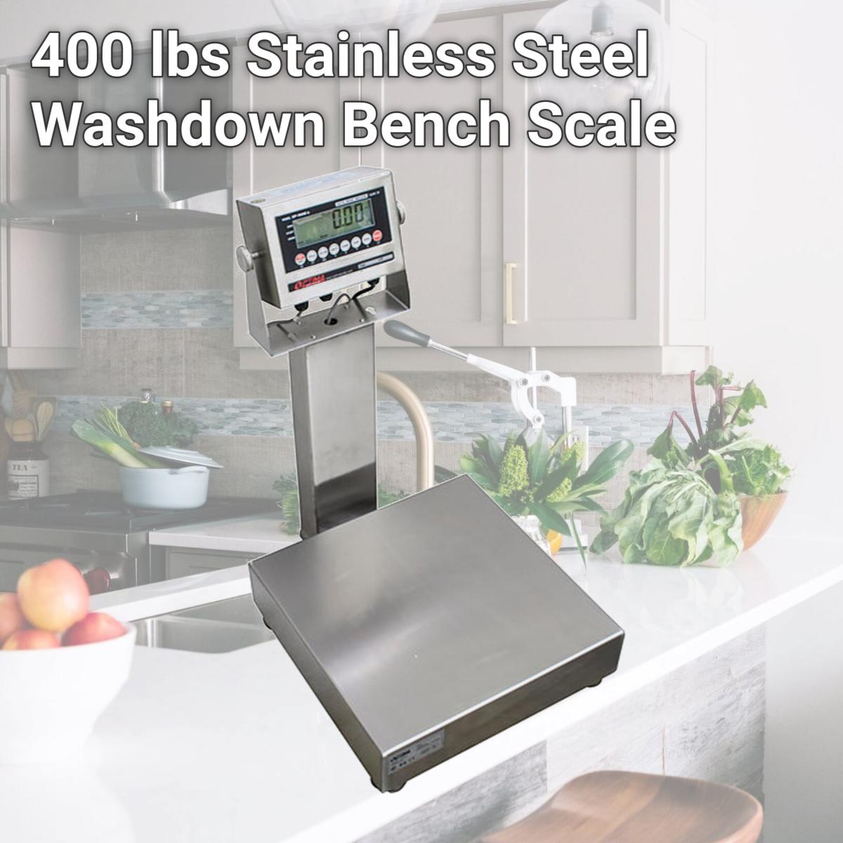 Picture of Optima Scale OP-915SS-1818-400 400 lbs Stainless Steel Washdown Bench Scale