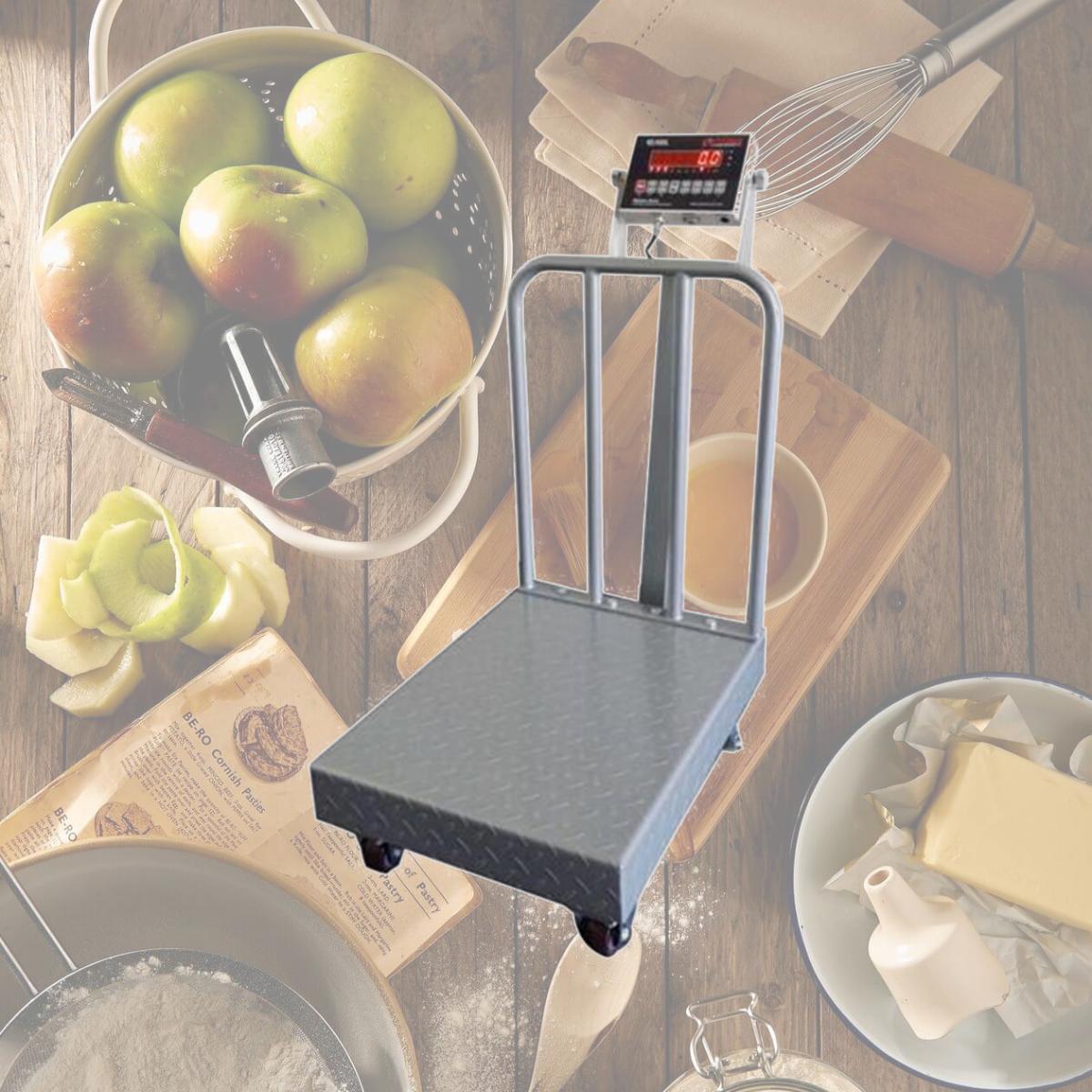 Picture of Optima Scales OP-915BWDP-1824-500 NTEP Portable Floor Scale - 18 x 24 in.- 500 x 0.1 lb. With Back Rail- Wheels & Diamond Plate
