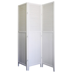 R5420 Shutter Door 3-panel Room Divider - White