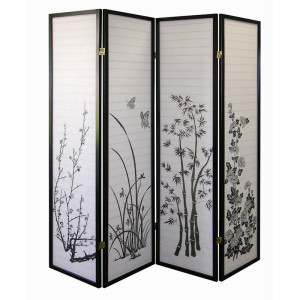R590-4 4-panel Room Divider - Floral
