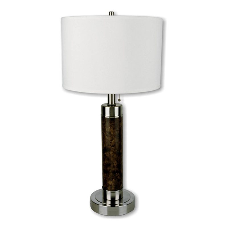 31112 26 In. Cylinder Table Lamp - Walnut Finish