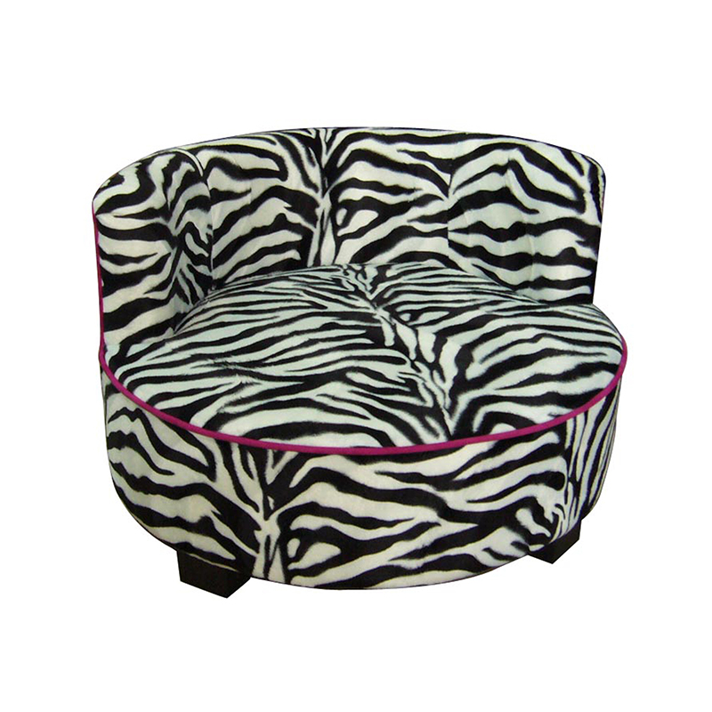 Hb4353 15.5 In. Round Pet Zebra Upholstered Print Furniture
