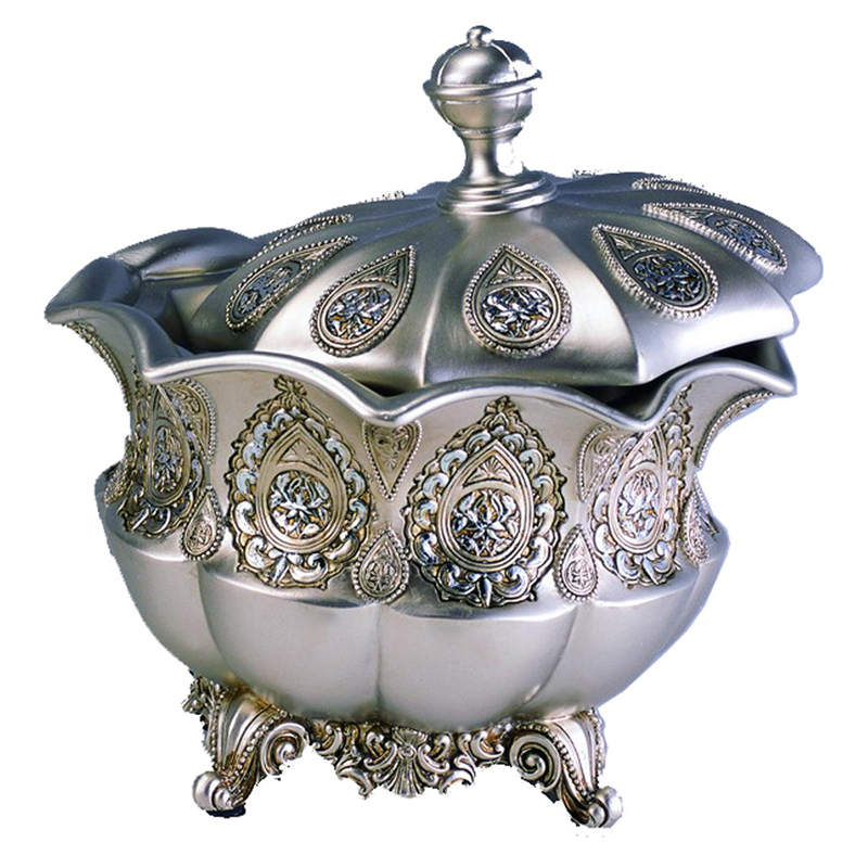 K-4199jx 8 In. Traditional Royal Silver Metalic Decorative Jewelry Box