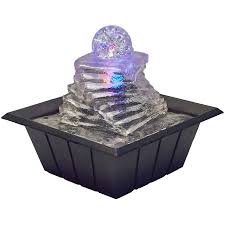Ft-1219 Spiral Ice Table Fountain With Multi Lights, 8 In.