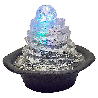 Ft-1220 Rock Climb Ice Table Fountain With Multi Lights, 7.5 In.