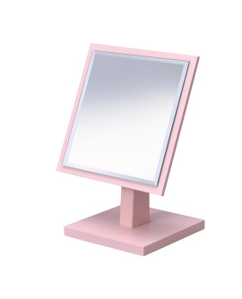 Sun-2 9.25 In. Square Pastel Pink Bevelled Mirror On A Pedestal