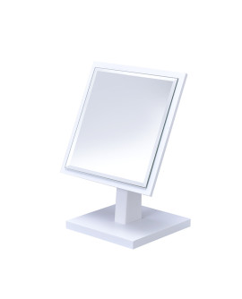 Sun-3 9.25 In. Square White Bevelled Mirror On A Pedestal