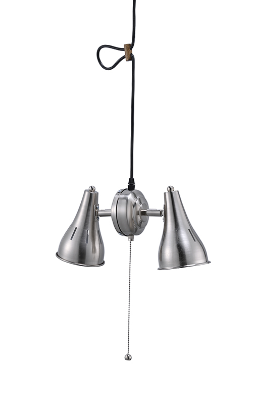 Kt-198 7 In. Dual Adjustable Metal Cone Pull String Pendant Ceiling, Brush Silver Nickel