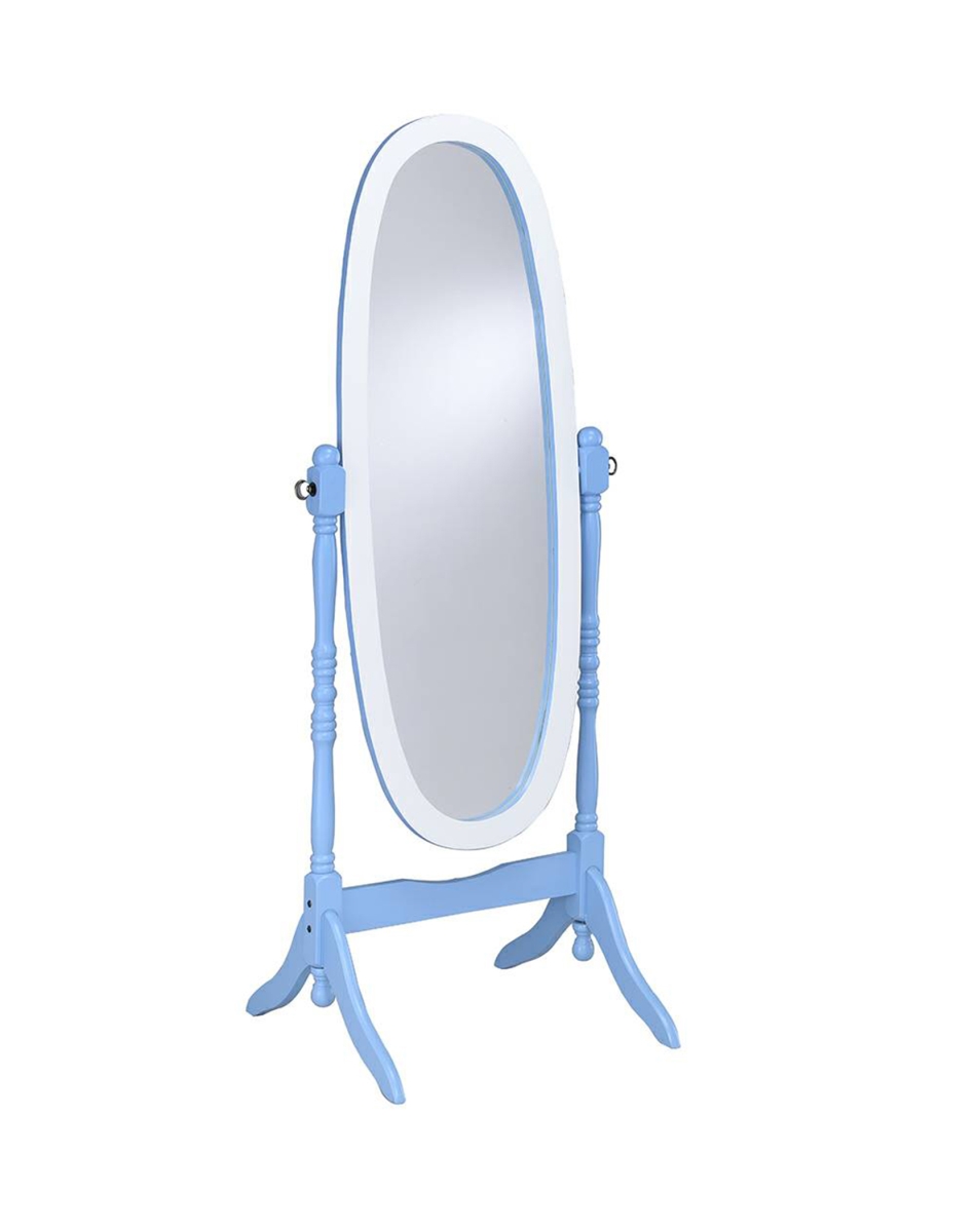 N4001-blu-wh 59.25 In. Blue & White Oval Cheval Standing Mirror