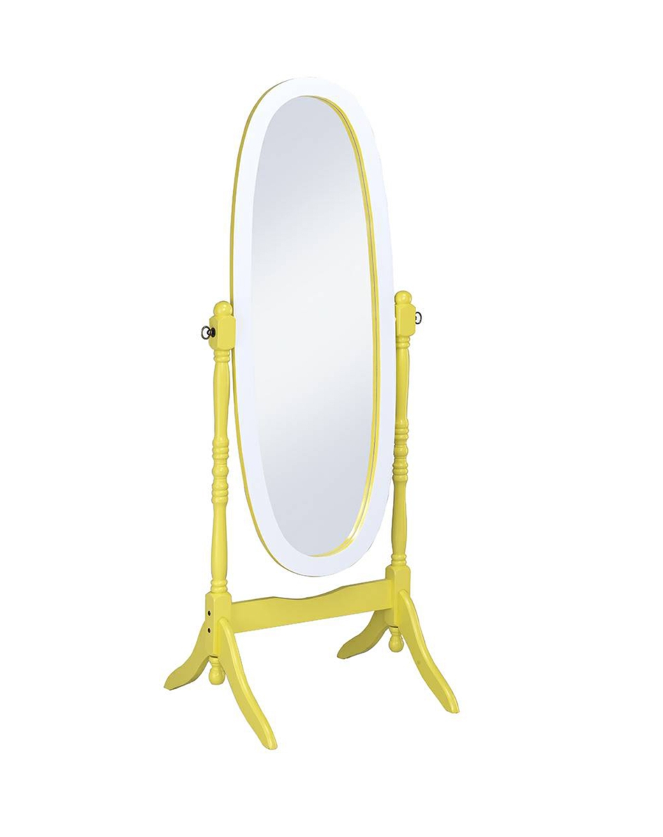 N4001-yel-wh 59.25 In. Yellow & White Oval Cheval Standing Mirror