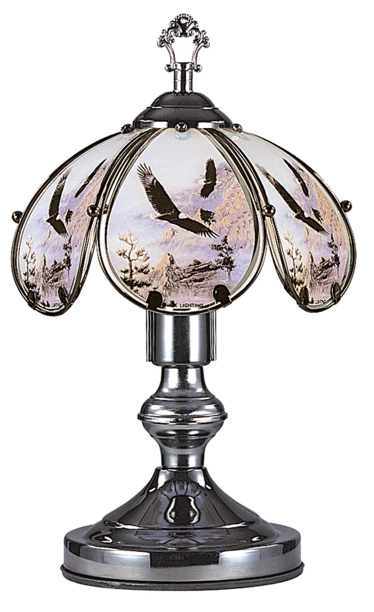 K339 14.25 In. Flying Eagle Touch-on Lamp, Black & Chrome