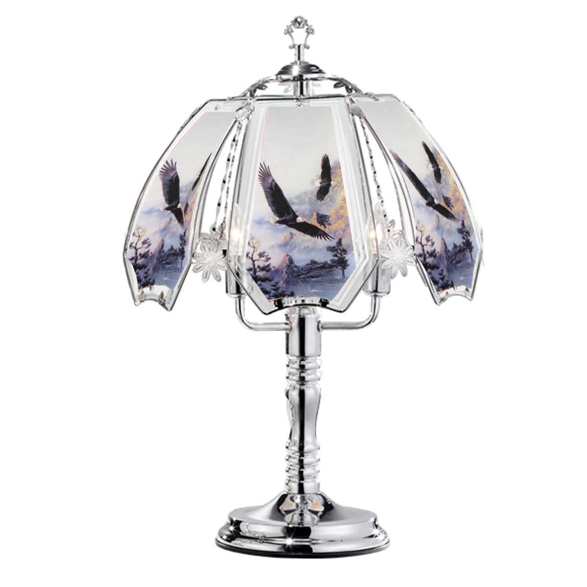 K345 23.5 In. Flying Eagle Touch-on Lamp, Silver