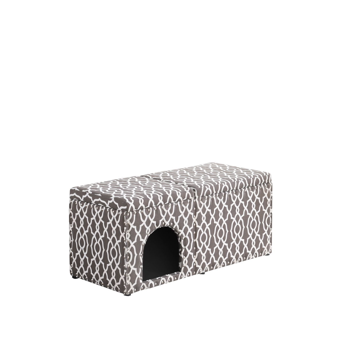 Hb4802 18 In. Cassidy Smoky Gray Pet Housing With Storage Bench