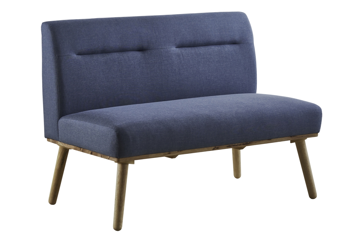 D5540c-2-na-bl 30 In. Ariel Mid Century All Wood Sectional 2 Seater Loveseat Sofa, Blue & Natural