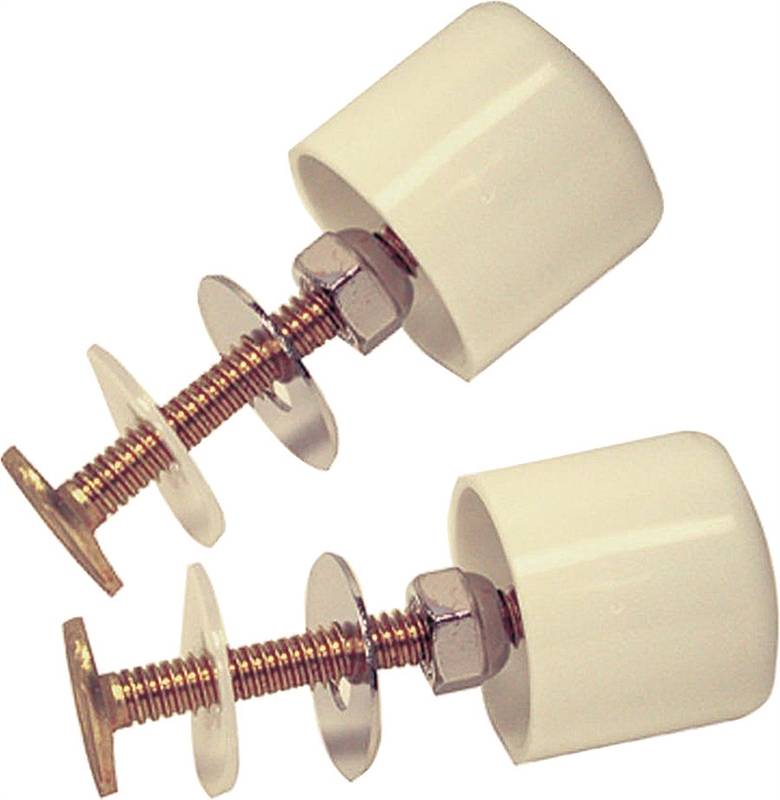 Toilet Bolt With Plastic Screw-on Cap, 0.25 In. - Solid Brass, White