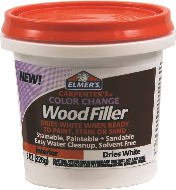 Elmers Products 1343490 Color Changing Wood Filler, 8 Oz, White, 24 Hr