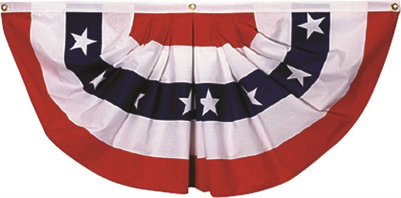 Flag 1015759 Polycotton Pmf Pleated Mini Fan Flag With Stars, 1.5 X 3 Ft.