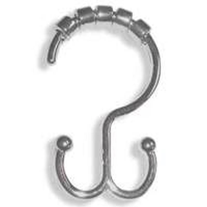 2472181 Double Roller Shower Curtain Hook, For Use With Shower Curtains & Rods, Steel & Zinc