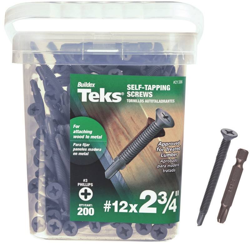 Teks 3393246 Steel Self-tapping Screw With Wings - No.12 X 2.75 In.