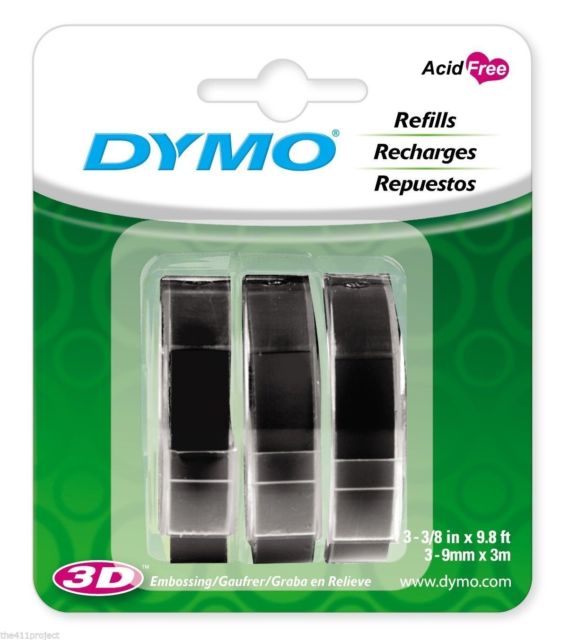 Sanford 4057469 Dymo Embossing Tape Black - Pack Of 3