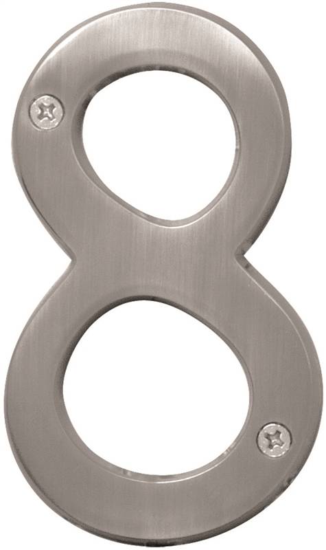 Hy-ko Products 419416 8 Solid Brass Number House - Satin Nickel - 4 In. - Case Of 3