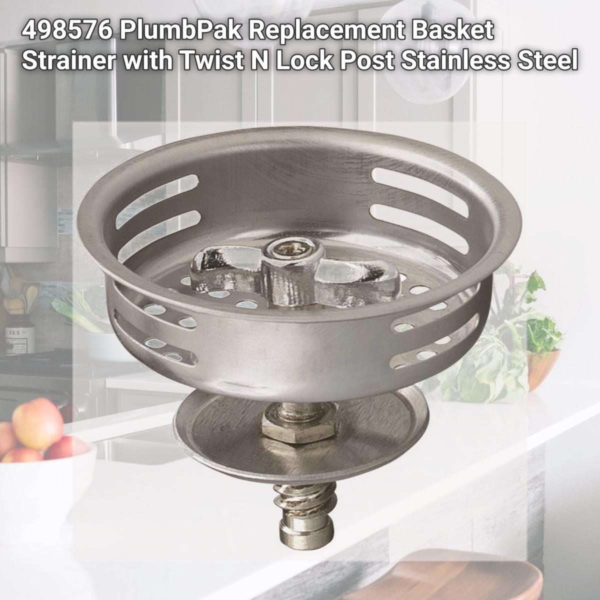 Picture of Plumb Pak 498576 PlumbPak Replacement Basket Strainer with Twist N Lock Post, Stainless Steel