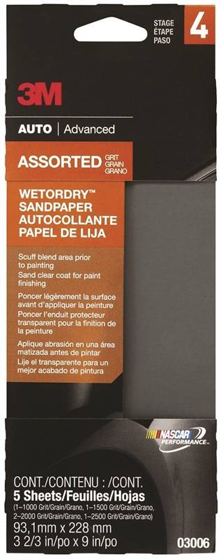 4185880 Assorted Aluminum Oxide Wetordry Automotive Sandpapers - 3.6 X 9 In.